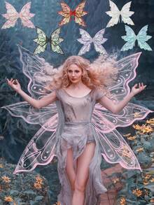 Fairy Wings For Adults Dress Up Sparkling Sheer Wings Butterfly Transparent Fairy Wings Costume For Women Costume Angel Wings For Women,Christmas Wings. - Multicolor a - View 1