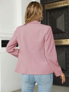 Women's Casual Lapel Button Blazer Long Sleeve Slim Fit Work Office Jacket Christmas Gift & New Year Gift - 粉色 - 查看 3