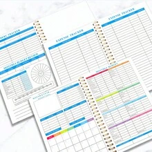 1 pieza Organizador de facturas con espiral de 5.5x8.3 pulgadas y planificador de presupuesto, cuaderno de seguimiento de gastos mensuales, registro de finanzas para la gestión del dinero, pago de deudas y objetivos de ahorro