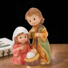 Christmas Nativity Scene Figurines Creative Cute Holy Family Christian Religious Christmas Decor For Desktop - Hồng - Xem 6