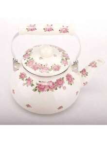 Tea Kettle Pot Stove Top, Porcelain Large Enamel Teakettle, 2.5L Colorful Teapot Floral Ceramic Stovetop, Retro Classic Design Pink Flower - 2.4L - Pink Flower-2.4L - View 7