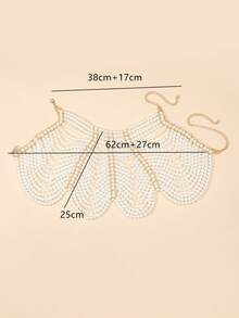 Exaggerated Sexy Multi-Layer Pearl Necklace Body Chain, Elegant Accessory For Wedding, Party Dress - White - View 4