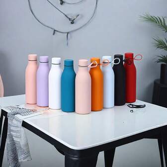 1 件双层不锈钢真空隔热杯，美式手柄小口杯，便携式运动水瓶，学生水瓶，500ml/17.59oz，非常适合户外运动，礼物