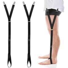 YYC Mozeat Lens Mens Shirt Stays Adjustable Shirt Stays For MenElastic Shirt Garter Adjustable Elastic Garter Straps Sock Nonslip Clamps - As Pic - View 2