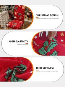 1pc Milk Silk High Backrest Chair Cover, Christmas Gloves, Cake, Candy Cane, Lollipop, Christmas Gift, Pine Cone, Modern Polyester Stretch Dustproof Slipcover For Living Room, Dining Room, Bedroom, All Season, Christmas Chair Cover