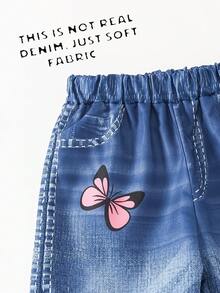 Tween Girls' Casual Butterfly Print Pants, Suitable For Daily, Commuting, Outdoor, Minimalist Style, Spring/Summer