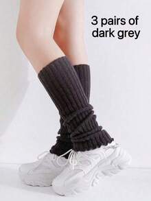 1/5/10 Pairs Girls All-Match Leg Warmer Socks For 4-12 Years, Christmas Girls Socks,New Year Socks,Fashionable And Comfortable, Suitable For Jk Styles, For Autumn/Winter Daily Wear, Candy Colors, Black&White, For A Gift