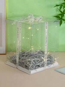1个透明派对/节日礼品包装盒，加厚PET材质，单层/双层/三层礼品收纳盒（含1条随机白色丝带），适用于生日派对、婚礼蛋糕、花束、收藏品、零食、礼品、圣诞节、新年、母亲节、感恩节等场合。 - 彩色 - 查看 5