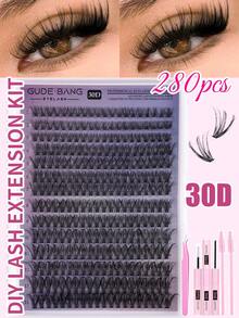200/280 Clusters High Capacity DIY Individual Eyelash Extensions, 8-16mm D Curl Eyelash Extension Kit With Lash Tools, Glue And Sealant, Faux Mink Lashes, Natural Look And Lightweight, Reusable, Great Gift For Women