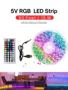 ONELEDWANGRX 1 pezzo Telecomando a 44 tasti con memoria per strisce LED per decorazione festa della mamma, set di strisce luminose RGB da 1m-15m/3,3ft-50ft a 5V USB, luce notturna a LED multicolore con fili di rame, adatta per retroilluminazione TV, illuminazione ambiente di soggiorno, camera da letto, barra luminosa al neon, effetto scintillante