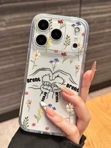 1pc Mother's Day Customized Phone Case With Holding Hands And Name, Transparent Anti-Drop Precise Cutout Phone Case Suitable For Phone11/12/13/14/15/16promax/16pro/16plus/17pro Max/18 Pro Max/17air/17e S26ultra/S25ultra/S24ultra/S23/S22/A56/A55/A54 And 10a/10pro/9a/9pro/8a/7a Android Phone Models, Dried Flower Style Summer Phone Case - Clear - View 6