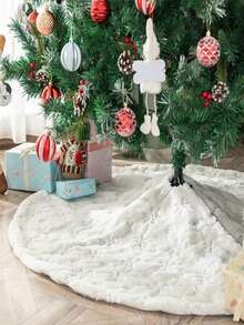 1pc White Faux Fur Christmas Tree Skirt, Soft & Comfortable, Easy To Install, White Tree Skirt For Christmas Tree Decor, Scene Decor, Room Decor, Bedroom Decor, Home Decor, Holiday Party Decor, Christmas Decor, Autumn Decor - Multicolor - View 9