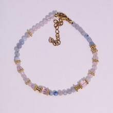 1 pieza Pulsera de piedra natural con inspiración en la dopamina, de moda y minimalista (cuarzo rosa y aguamarina con acentos metálicos). Presenta colores ricos, lo que la convierte en un accesorio ideal para mujeres. Esta pieza versátil es adecuada para usar durante las vacaciones o el ocio diario, y también sirve como un regalo perfecto para reuniones con amigos. Hecho de materiales naturales.