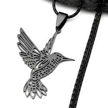 Exquisite Stainless Steel Pendant In Hummingbird Shape, Matched With Black, Golden And Silvery Chains, Fashion Jewelry For Men And Women