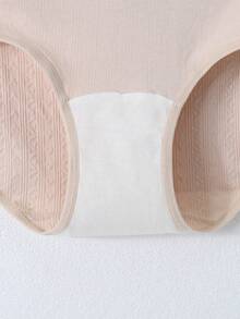 HANQIYA 4 Pairs Women Underwear, Skin-Friendly, Elegant Simple Solid & Striped Design With Extended Crotch