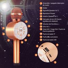 Micrófono de Karaoke Inalámbrico, 4 en 1Micrófono Bluetooth con Altavoz y LED, Portátil con Función Selfie y Eco,Grabadora Reproductor KTV Casero para Niños Adultos Compatible con Android/iOS Teléfono - 1 - Ver 3