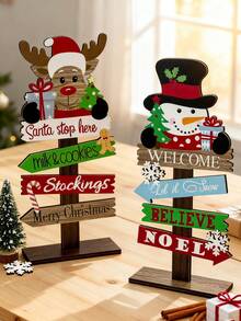 Charming Wooden Christmas Decor Set - Santa, Snowman & Reindeer Ornaments For Desktop Display,Wooden Freestanding Reindeer Personalised Christmas Table Decorations,Personalised Wooden , Personalised Family Christmas Decoration, Christmas Decor, Freestanding Reindeer Family Decorations,