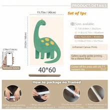 1 gerahmtes/Leinwand Wandkunst, Dinosaurier Tier Thema Dekoration. Badezimmer Wanddekoration. Themen Poster, Schlafzimmer Dekoration, Raumdekoration, Heimdekoration, Ornamente, Winterdekoration für Zuhause, Wanddekoration. Geeignet für Kinderzimmer, Kinderzimmer, Jungen- und Mädchen-Partyräume, Kita-Klassenzimmer Dekoration, wasserfestes Material. Kopfteil Dekorative Tapete, Party Deko Geschenke. Badezimmer Wanddekoration.