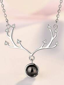 Collana con pendente in argento sterling 925 con zirconia, adatta per indossare a Natale, per uso quotidiano e come regalo - Bianco - Visualizzare 6