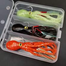 1pc Glow-In-The-Dark Soft Octopus Lure - Realistic 3D Eyes And Lifelike Swimming Action, Real Bait, Suitable For Saltwater And Freshwater Fishing | Perfect For Bass, Trout, Salmon And Predatory Fish | Versatile Use For Deep Sea, Boat, Pier, Shore, Lake And River Fishing | Durable Silicone Material, Highly Attractive Swimming Action, Ideal For Weekend Fishing And Big Catch - Essential Fishing Gear For Anglers - Multicolor - View 3