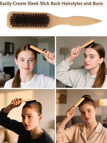ikt 女士发蜡造型套装，包含发际线梳、木柄梳和尖尾梳，可用于抚平碎发、打造光滑马尾辫、造型和日常发型。