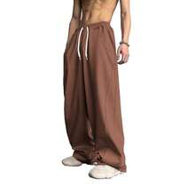WZIKAI Men's Baggy Sweatpants Elastic Waist Drawstring Wide Leg Sweatpants Casual Loose Baggy Joggers With Pockets{"Size_name":"X-Large","Color_name":"Brown"} - 棕色 - 查看 1
