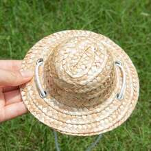 1 pieza Sombrero de paja para mascota protección solar - Camel - Ver 13