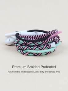 1 pieza Auriculares intraurales trenzados hechos a mano - Rosa - Ver 4