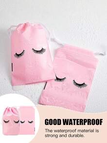 10pcs/Eyelash Care Bag With Pull String, Cosmetic Storage Bag, Travel Size, Eyelash Storage Pouch, Eva Pink Makeup Bag, Cute Mascara Design, Brushes And Beauty Essentials - A Cosmetic Storage Box