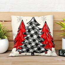 4 buc. fețe de pernă roșii de Crăciun, decor de Crăciun tip casă de la țară, fețe de pernă decorative cu model de camion de Crăciun, potrivite pentru canapea, sufragerie, exterior, inserția de pernă nu este inclusă