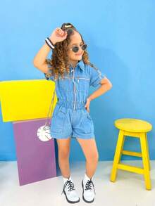 Kit 2 Girls' Jumpsuit Casual Fashion Blogger - Hot Pink - View 10