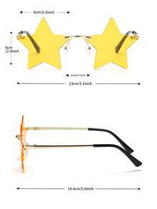1 副女士无框五角星图案时尚眼镜 - 黃色 - 查看 7