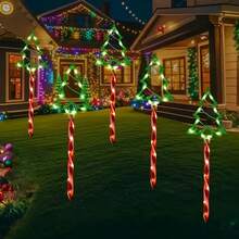 5-Piece/1-Set Solar Christmas Tree Lawn Lights, 8 Modes LED Outdoor Holiday Lighting, Applicable To Patio, Path, Corridor - Perfect Christmas Gift For Garden Porch Decor Christmas Decoration XMAS Decor Christmas Tree Gift Decor Thanksgiving Wedding Home Decor Home Decor Fall Decor Autumn Decor Birthday Decorations For Gifts Party Supplies Indoor Outdoor Garden Holiday Festival Decor Halloween Decor Wall Decor Halloween Ornaments
