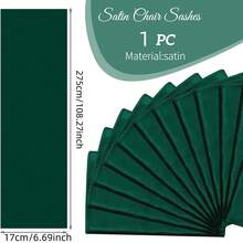 1/6/10 piezas Fundas de silla de satén, diseño de lazo con lentejuelas en color vino tinto, 7*108 pulgadas (disponible en vino tinto, verde oscuro o verde salvia). Adecuado para bodas, compromisos, fiestas, banquetes, cumpleaños, baby showers, Navidad, Acción de Gracias, graduaciones y otras celebraciones. También adecuado para recepciones de bodas, banquetes, fiestas, cumpleaños, baby showers, graduaciones y decoraciones de eventos temáticos. - Verde Oscuro - Ver 12