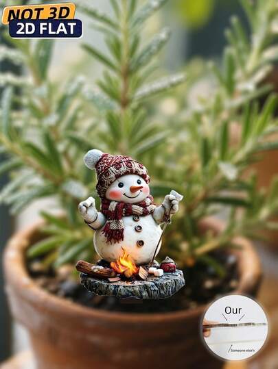 装饰艺术亚克力雪人雕像 - 户外花园标志，适合新年、圣诞节、婚礼装饰 - 落地安装，无需电力 - 非常适合露台、草坪、花盆装饰 - 独特的个性化主题收藏品
