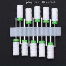 10pcs Ceramic Nail Drill Bits Set Milling Cutter For Electric Manicure Bit Flame Corn Files Pedicure Machine Polish Accessories - 彩色 - 查看 7