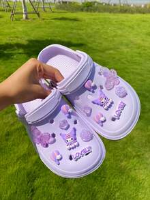 14 Peças Encantos de Sapato Fofos Roxos Kuromi, Borboleta, Estrela, Rosa, Letra, Balão de Ar Quente, Acessórios Multifuncionais de Clipes de Sapato para Sandálias, Chinelos, Bolsas de Praia de Mulheres, Ideal para Presentes de Férias e Festa de Aniversário