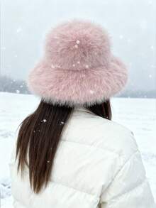 1pc Women Faux Fur Fluffy Y2K Style Thick Bucket Hat, Suitable For Extreme Cold Weather, Daily Wear, Outdoor Snow Activities, Warm For Winter - Multicolor - View 11