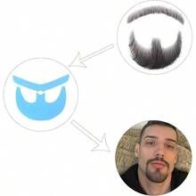 Fake Beard Fake Mustache Human Hair Full Hand Tied Lace Facial Hair Black Goatee Beard Festival Costume Beard Parties Cosplay - Estilo1 - Ver 5