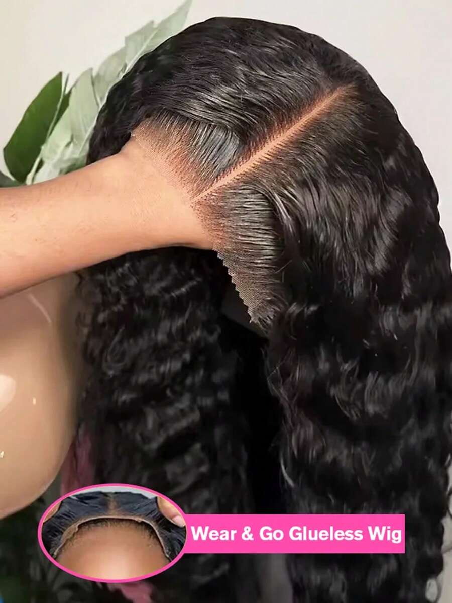 GABRIELLE 30 Inch Deep Wave Glueless Wigs Human Hair 6x4 Transparent Lace Closure Wigs 180 Density Ready To Wear Glueless Human Hair Wigs Pre Plucked Pre Cut 13x4 13x6 Deep Curly Lace Front Human Hair Wigs With Drawstring 9x6 7x5 Glueless Human Hair Wigs For Women - Natural Black - 查看 1