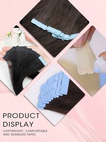 Mini Tape In Hair Extensions Human Hair 10 Pcs Invisible Hair Extensions Double-Sided Invisible Seamless For Thin Hair For Women ,Beginners High Quality Natural Looking Thickening Lengthening Hair Extensions Easy-To-Install,Straight Hair Extensions - S4/27 - View 5