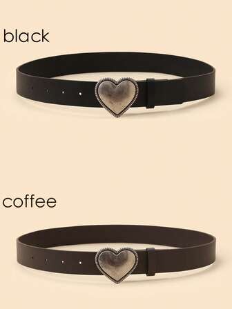 1 pieza Cinturón de cintura con hebilla de corazón vintage distintiva, cinturón decorativo de estilo punk para traje de suéter, estilo vintage de dinero antiguo, atuendo urbano de otoño/invierno, moda clásica de Navidad, regalo diario para novio