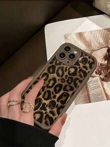 1 Stück schwarze klassische Leoparden-Muster personalisierte TPU stoßfeste Handyhülle kompatibel mit Apple 16, 15, 14, 13, 12, 11 Pro Max und Serie - Schwarz - Übersicht 6