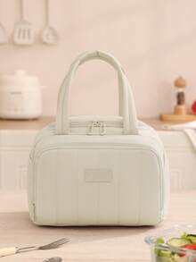 1 Stück neue aufgeblähte isolierte Lunch-Tasche, leicht, großes Fassungsvermögen, gesteppte Lunch-Kühltasche, wasserdicht, auslaufsicher, thermisch isolierte Lunch-Box, Bento-Tasche, Dinner-Isoliertasche, verstärkte süße Lunch-/Obst-Tasche, weich gepolstert, wiederverwendbar für Arbeit, Picknick oder Reisen, Küchenausstattung, Schul-Rückkehr-Zubehör, Lunch-Tasche für Frauen, Lunch-Box für die Schule