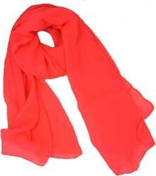 ™   Fashionable Soft Chiffon Scarfhalloween - 純色 / 霓虹珊瑚色 - 查看 12