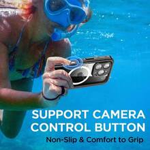 Funda Impermeable para 16 Pro con, Resistente a la Nieve, al Polvo y a los Golpes, certificacin IP68, proteccin Corporal Real de 360 u200Bu200BGrados, Totalmente sellada bajo el Agua - Negro con Magsafe_03 + iphone 16 Pro Max - Ver 3