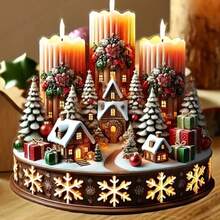 ديكور مركزي لعيد الميلاد بطراز عتيق من الأكريليك، ديكور مشهد عيد الميلاد على المكتب مع شموع، لافتة وحائط زخرفي متعدد الأغراض، مناسب للاستخدام المنزلي، رائع كهدية لعيد الميلاد والمناسبات