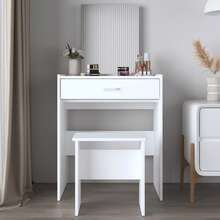 Vanity Desk With Chair,Small Vanity Makeup Table With Storage Drawer,Makeup Vanity With Mirror,Modern Vanity Table Set For Bedroom Small Space,Bedroom Furniture,White - trắng - Xem 8