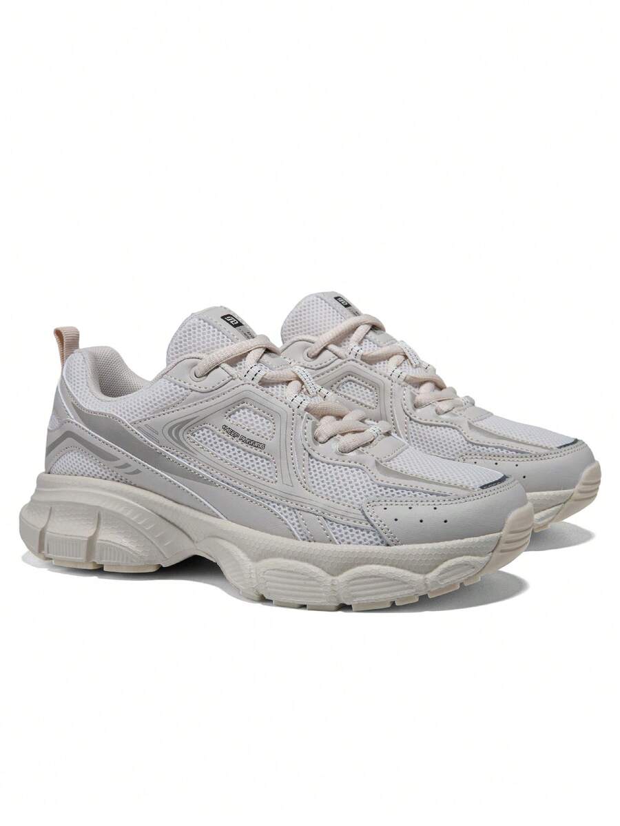 baasploa Women's Mesh Running Shoes New Spring And Autumn Breathable Thick-Soled Height-Increasing Sports Shoes Lightweight Casual Shoes Vintage Shoes Shock-Absorbing Anti-Slip Wear-Resistant Soft-Soled Walking Shoes Women's Shoes Fashionable And Versatile Running Training Shoes - Màu be - Xem 1