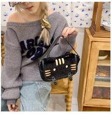 1Pc Charming Vintage Cat  Crossbody Bag - Best Gift For Friend,Embroidered  Messenger Purse With Themed Lining - 黑色 - 查看 2